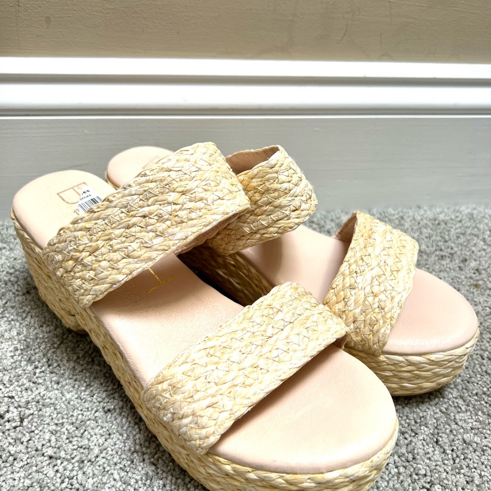 Matisse Natural Woven Platform Slide Sandals